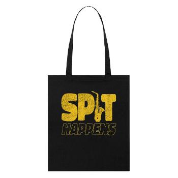 Saxophone Pun Spit Happens - Stanley/Stella Organic Tote Bag - black - Front