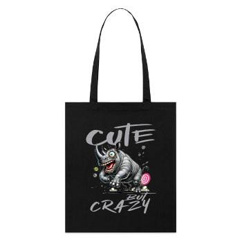 Motif drôle de bande dessinée de rhinocéros mignon mais fou - Tote bag bio Stanley/Stella - noir - Devant