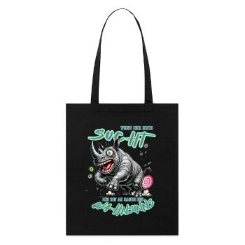 Rhinocéros fou au bord de la folie style bande dessinée - Tote bag bio Stanley/Stella - noir - Devant