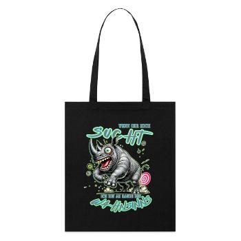 Rhinocéros fou au bord de la folie style bande dessinée - Tote bag bio Stanley/Stella - noir - Devant