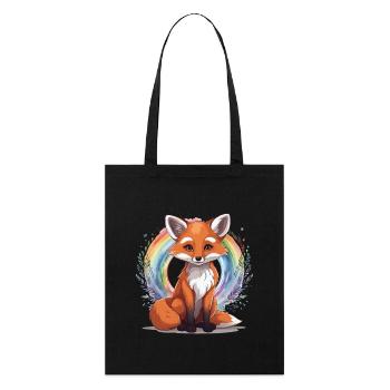 Regenbogen Fuchs Füchse Füchsin Kind - Stanley/Stella Bio-Stoffbeutel - Schwarz - Vorne