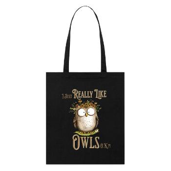Eule mit Spruch I Really Like Owls - Stanley/Stella Bio-Stoffbeutel - Schwarz - Vorne