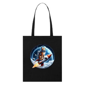Chat astronaute - Tote bag bio Stanley/Stella - noir - Devant
