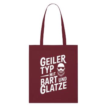 guy with beard & bald head beard wearer - Stanley/Stella Organic Tote Bag - burgundy - Front