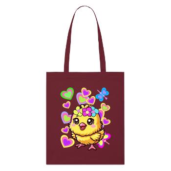 Easter Spring Chick Retro 80s 90s Kids Chicken - Stanley/Stella Organic Tote Bag - burgundy - Front