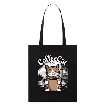 Coffee Cat - Stanley/Stella Bio-Stoffbeutel - Schwarz - Vorne