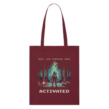 Real Life Survival Mode Activated Spruch - Stanley/Stella Bio-Stoffbeutel - Burgunderrot - Vorne