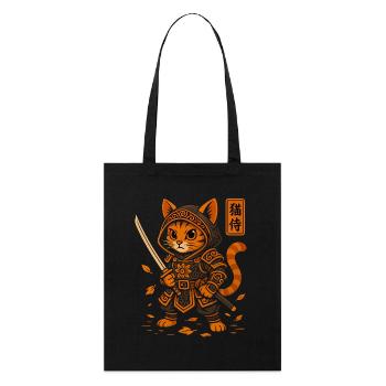 Samurai Cat - Stanley/Stella Organic Tote Bag - black - Front