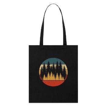 Retro Wald Natur Design - Stanley/Stella Bio-Stoffbeutel - Schwarz - Vorne