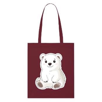 Polar Bear Illustration – Arctic Animal Motif - Stanley/Stella Organic Tote Bag - burgundy - Front