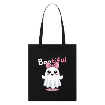 Bootiful Geist suess mit Schleife - Stanley/Stella Bio-Stoffbeutel - Schwarz - Vorne