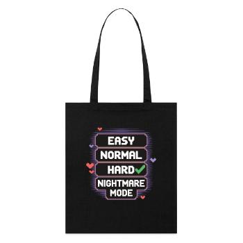 Select Difficulty: Life – Nightmare Mode 8Bit - Stanley/Stella Organic Tote Bag - black - Front
