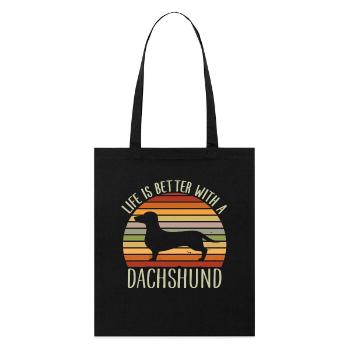 Teckel Retro Sunset Silhouette Tee - Tote bag bio Stanley/Stella - noir - Devant