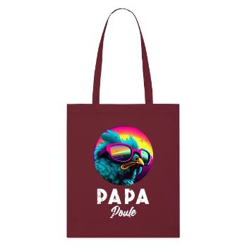 Papa Poule: Humor und Zärtlichkeit für den Superpapa - Stanley/Stella Bio-Stoffbeutel - Burgunderrot - Vorne