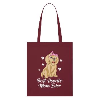 Doodle Mom Dog Illustration - Stanley/Stella Organic Tote Bag - burgundy - Front