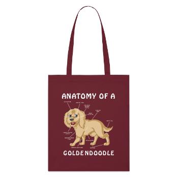 Anatomische Illustration Golden Doodle - Stanley/Stella Bio-Stoffbeutel - Burgunderrot - Vorne