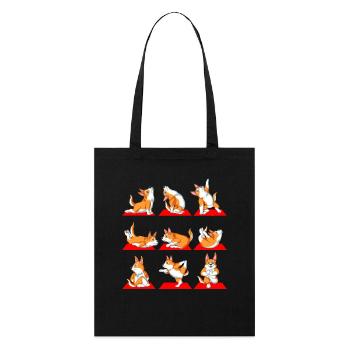 Corgi Yoga Adventures – Art ludique des chiots - Tote bag bio Stanley/Stella - noir - Devant
