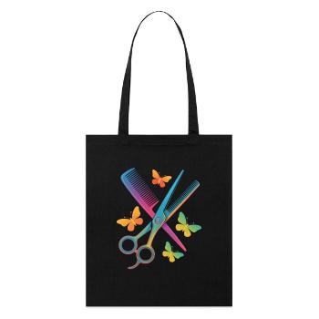 Coiffeur Ciseaux Peigne Papillon - Tote bag bio Stanley/Stella - noir - Devant