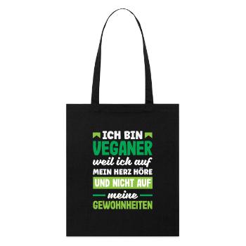 Achtung Ich Bin Veganer Lustiges Veganer Geschenk - Stanley/Stella Bio-Stoffbeutel - Schwarz - Vorne
