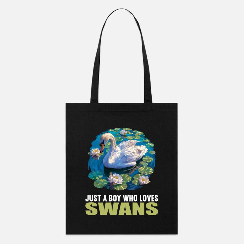 Schwäne Schwan - Stanley/Stella Bio-Stoffbeutel - Schwarz