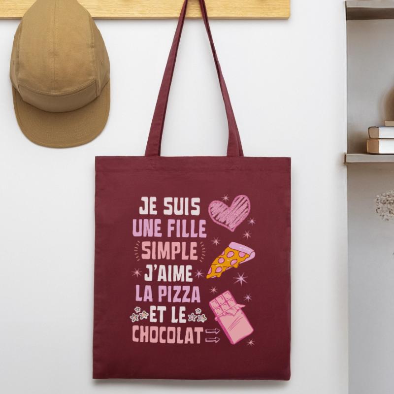 Ich bin ein einfaches Pizza- und Schokoladenmädchen Stanley/Stella Bio-Stoffbeutel