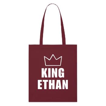 Ethan Name mit Buchstabe E - King Crown Shirt - Stanley/Stella Bio-Stoffbeutel - Burgunderrot - Vorne