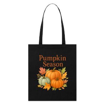  Pumpkin Season – Herbstliche Kürbisse - Stanley/Stella Bio-Stoffbeutel - Schwarz - Vorne