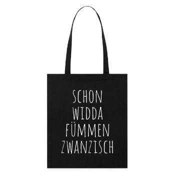 Schon Widda Fümmen Zwanzisch 50. Geburtstag - Stanley/Stella Bio-Stoffbeutel - Schwarz - Vorne