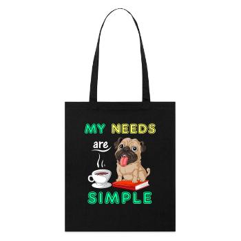Pug Books Coffee Shirt - Stanley/Stella Organic Tote Bag - black - Front
