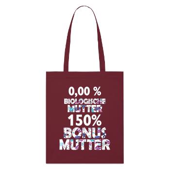 Bonus Mutter Mama Stiefmutter Muttertag Geschenk - Stanley/Stella Bio-Stoffbeutel - Burgunderrot - Vorne
