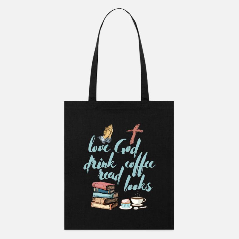 Liebe Gott Trinken Kaffee Lesen Bücher - Stanley/Stella Bio-Stoffbeutel - Schwarz