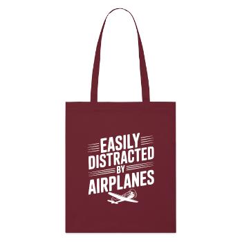 Facilement distrait par les avions - Tote bag bio Stanley/Stella - bordeaux - Devant