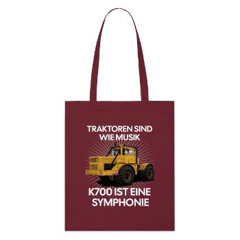 Traktoren Sind Wie Musik Symphonie - K700 - Stanley/Stella Bio-Stoffbeutel - Burgunderrot - Vorne