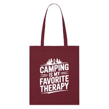 Le camping est ma thérapie préférée - Tote bag bio Stanley/Stella - bordeaux - Devant
