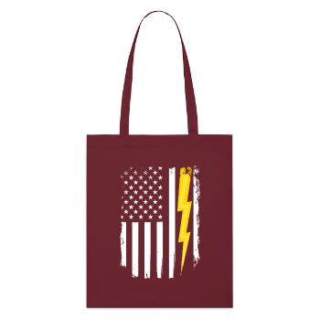 US-Flagge Flash Patriotischer Elektroingenieur - Stanley/Stella Bio-Stoffbeutel - Burgunderrot - Vorne