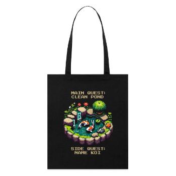 Quête principale : Nettoyage de l’étang | Étang de jardin de carpes koï - Tote bag bio Stanley/Stella - noir - Devant