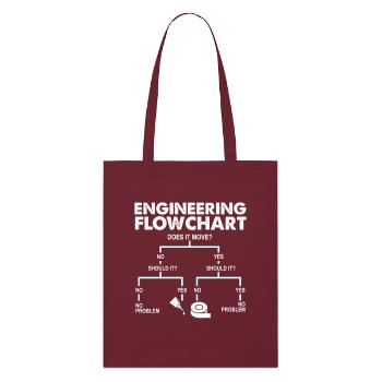 Engineering Flowchart Funny Mechanical STEM Humor - Stanley/Stella Organic Tote Bag - burgundy - Front