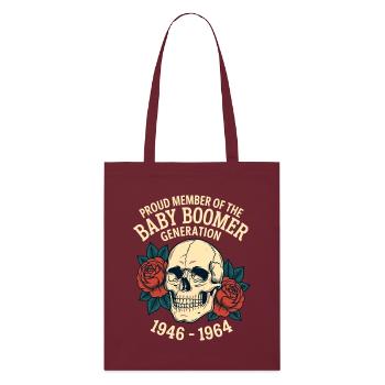 Baby Boomer Skull Roses - Stanley/Stella Bio-Stoffbeutel - Burgunderrot - Vorne