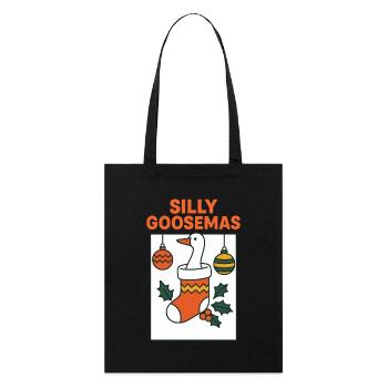 Silly Goosemas Funny Santa Christmas Goose - Stanley/Stella Organic Tote Bag - black - Front