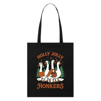Weihnachten Gans Holly Jolly Honkers Family Fun - Stanley/Stella Bio-Stoffbeutel - Schwarz - Vorne