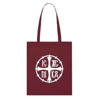 Orthodoxes Kreuzzeichen Emblem - Stanley/Stella Bio-Stoffbeutel - Burgunderrot - Vorne
