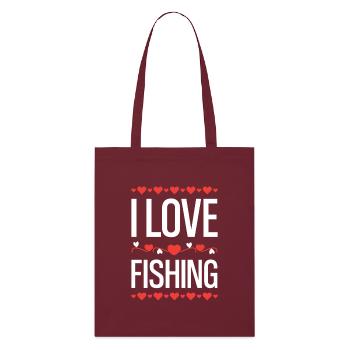 I Love Fishing - Stanley/Stella Organic Tote Bag - burgundy - Front