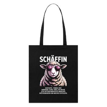 Schäffin Chefin Lustiges Schaf-Motiv - Stanley/Stella Bio-Stoffbeutel - Schwarz - Vorne