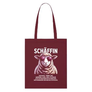 Schäffin Chefin Lustiges Schaf-Motiv - Stanley/Stella Bio-Stoffbeutel - Burgunderrot - Vorne