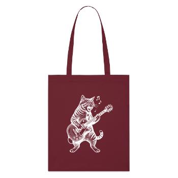 Animal Guitar Cat Music Art - Stanley/Stella Organic Tote Bag - burgundy - Front