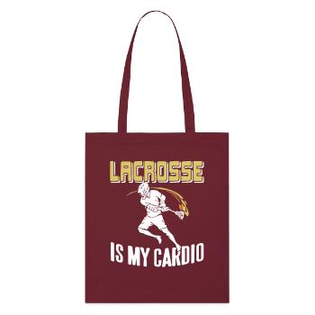 Lacrosse Is My Cardio Funny Athlete Sports Humor - Stanley/Stella Organic Tote Bag - burgundy - Front