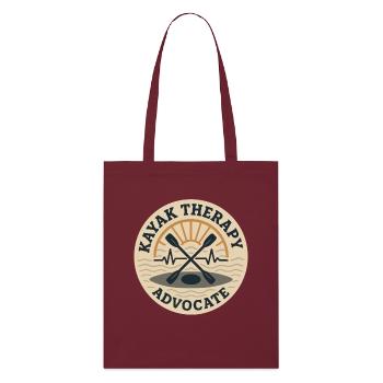 Kayak therapy, Calm nature, Paddling, Psychic - Stanley/Stella Organic Tote Bag - burgundy - Front
