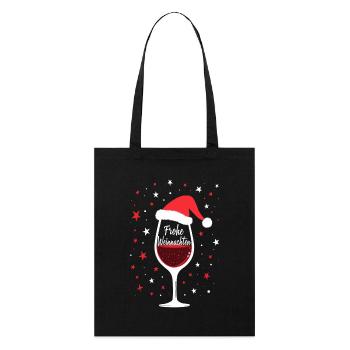 Frohe Weinachten Weinglas Weinnachten - Stanley/Stella Bio-Stoffbeutel - Schwarz - Vorne