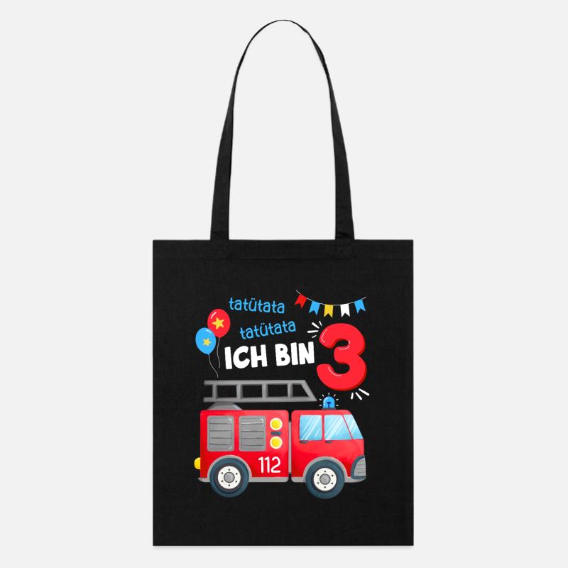 Birthday 3 Firefighter Boy | I'm three years old - Stanley/Stella Organic Tote Bag - black