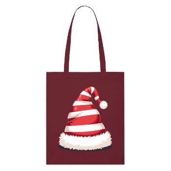 Chapeau de Père Noël à rayures de bonbon - Tote bag bio Stanley/Stella - bordeaux - Devant